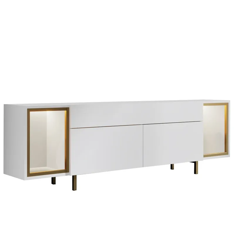 Sosan TV-benk 180x55x32 cm, Hvit/gull