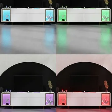 Sosan TV-benk 180x55x32 cm - Hvit/gull - Møbler - Mediamøbel & tv møbel - TV-benk & mediabenk