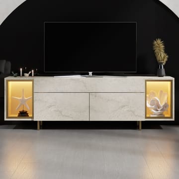 Sosan TV-benk 180x55x32 cm - Travertin/gull - Møbler - Mediamøbel & tv møbel - TV-benk & mediabenk