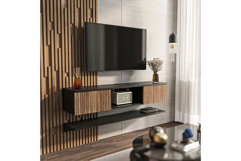 Sovric TV-benk 140 cm - Natur/Sort - Møbler - Mediamøbel & tv møbel - TV-benk & mediabenk