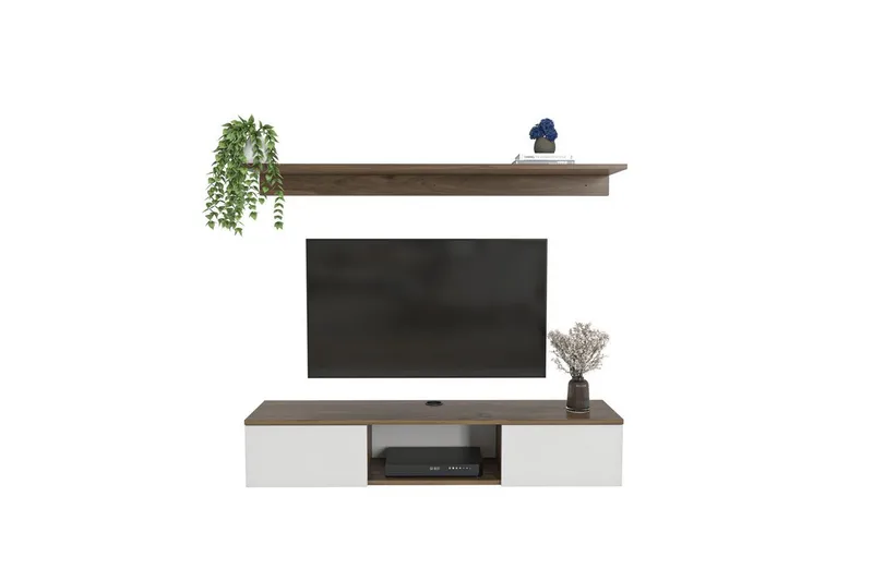 Sovric TV-benk 140 cm - Valnøtt/Hvit - Møbler - Mediamøbel & tv møbel - TV-benk & mediabenk