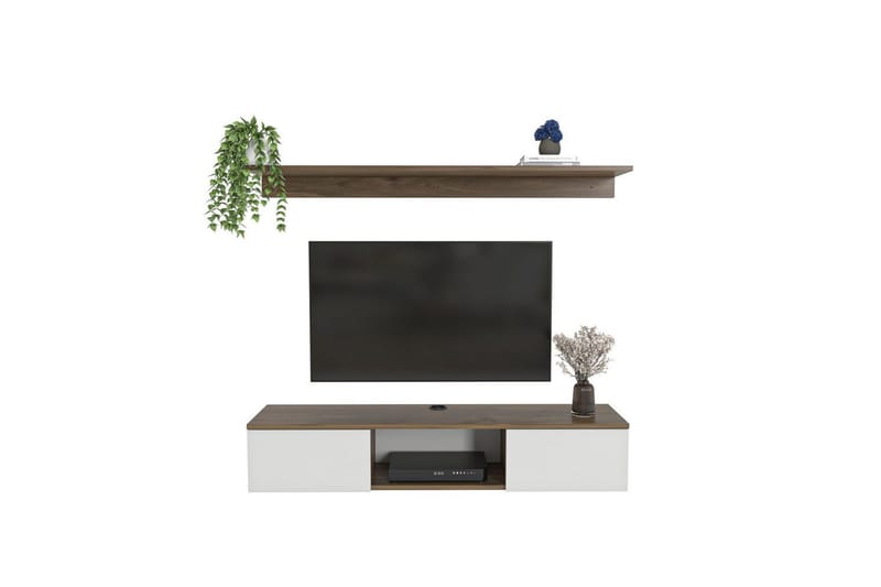 Sovric TV-benk 140 cm - Valnøtt/Hvit - Møbler - Mediamøbel & tv møbel - TV-benk & mediabenk