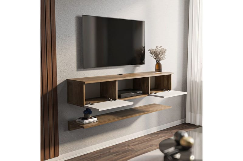 Sovric TV-benk 140 cm - Valnøtt/Hvit - Møbler - Mediamøbel & tv møbel - TV-benk & mediabenk