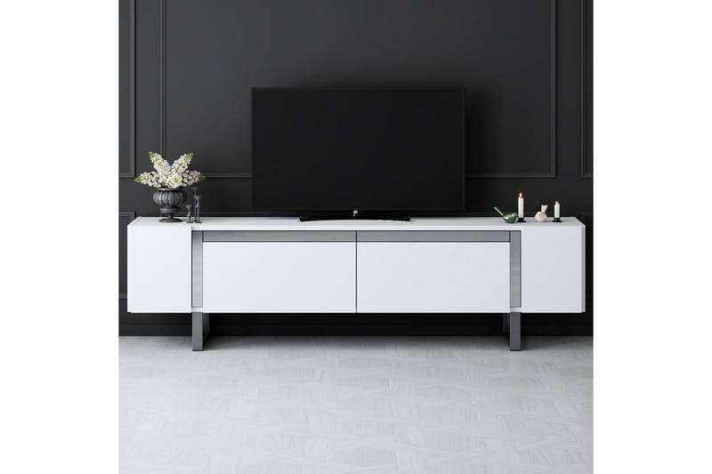 Sozi TV-benk 180 cm - Hvit/Sølv - Møbler - Mediamøbel & tv møbel - TV-benk & mediabenk