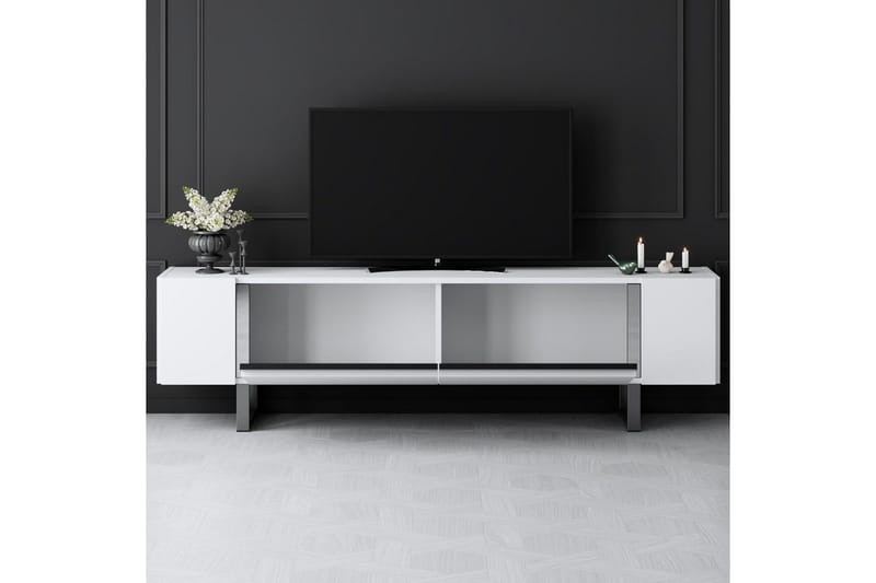 Sozi TV-benk 180 cm - Hvit/Sølv - Møbler - Mediamøbel & tv møbel - TV-benk & mediabenk