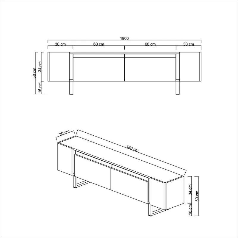 Sozi TV-benk 180 cm - Svart - Møbler - Mediamøbel & tv møbel - TV-benk & mediabenk