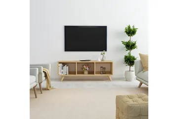 Springhill Gulvstående TV-benk 120 cm med Oppbevaring i Malt Tre - Beige - Møbler - Mediamøbel & tv møbel - TV-benk & mediabenk