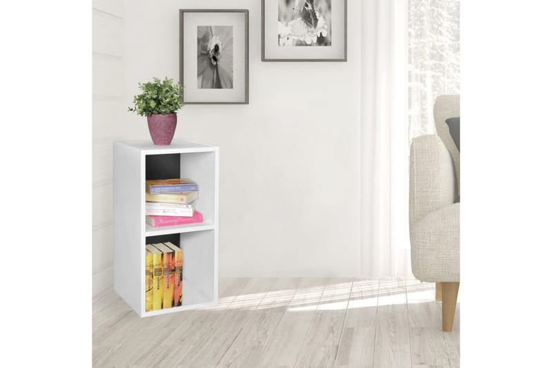 Stående hylle Wohnling melaminbelagt sponplate med lagringsplass, moderne stil Hvit, svart - Hvit, svart - Oppbevaring - Hyller - Vegghylle