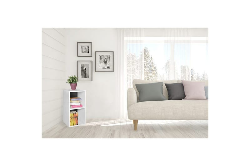 Stående hylle Wohnling melaminbelagt sponplate med lagringsplass, moderne stil Hvit, svart - Hvit, svart - Oppbevaring - Hyller - Hylleplan & hyllekonsoll