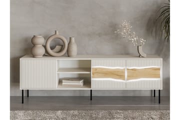 Stintino Gulvstående TV-benk 190 cm med Oppbevaring i Lyst Tre - Benhvit - Møbler - Mediamøbel & tv møbel - TV-benk & mediabenk
