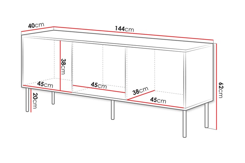 Stintino Tv-Benk 144x40 cm - Beige/Brun - Møbler - Mediamøbel & tv møbel - TV-benk & mediabenk