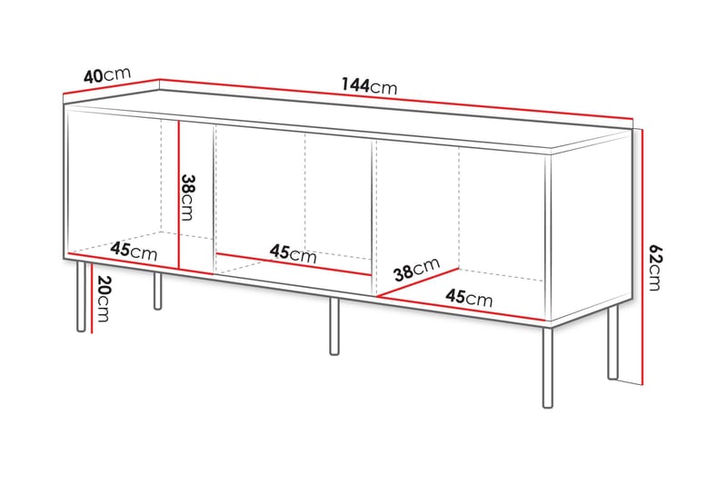 Stintino Tv-Benk 144x40 cm - Grå - Møbler - Mediamøbel & tv møbel - TV-benk & mediabenk