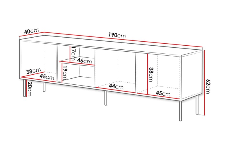 Stintino Tv-Benk 190x40 cm - Svart/Brun - Møbler - Mediamøbel & tv møbel - TV-benk & mediabenk
