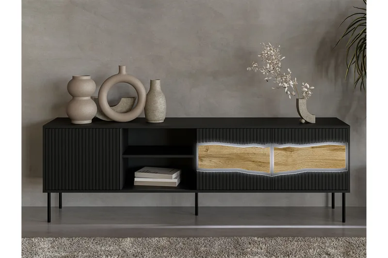 Stintino Tv-Benk 190x40 cm - Svart/Brun - Møbler - Mediamøbel & tv møbel - TV-benk & mediabenk