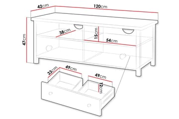 Storys Gulvstående TV-benk 120 cm med Oppbevaring i Malt Tre - Hvit - Møbler - Mediamøbel & tv møbel - TV-benk & mediabenk