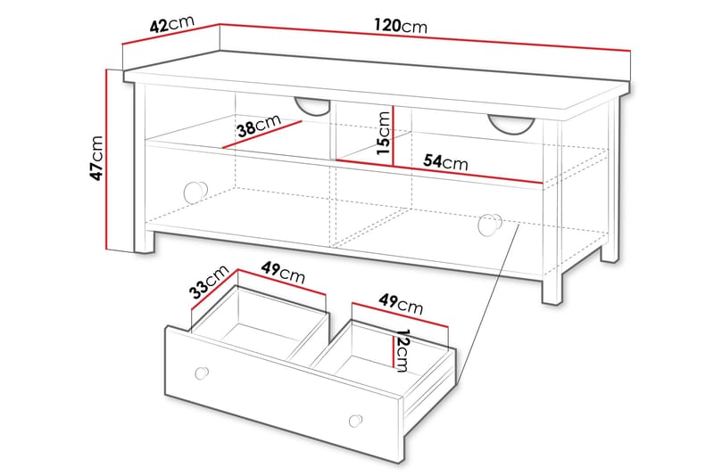Storys Gulvstående TV-benk 120 cm med Oppbevaring i Malt Tre - Hvit - Møbler - Mediamøbel & tv møbel - TV-benk & mediabenk
