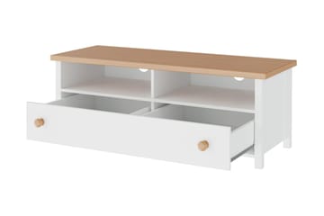 Storys Gulvstående TV-benk 120 cm med Oppbevaring i Malt Tre - Hvit - Møbler - Mediamøbel & tv møbel - TV-benk & mediabenk