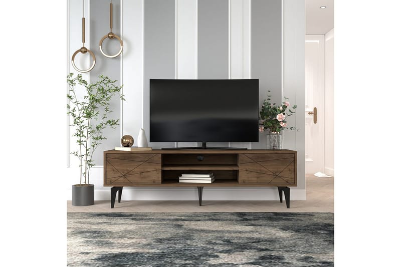 Sudama TV-benk 160 cm - Mørkfarget tre - Møbler - Mediamøbel & tv møbel - TV-benk & mediabenk