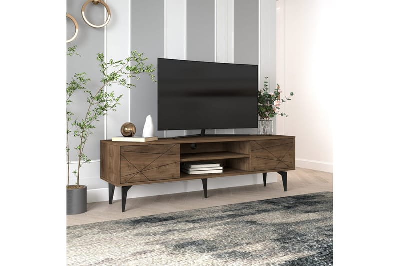 Sudama TV-benk 160 cm - Mørkfarget tre - Møbler - Mediamøbel & tv møbel - TV-benk & mediabenk