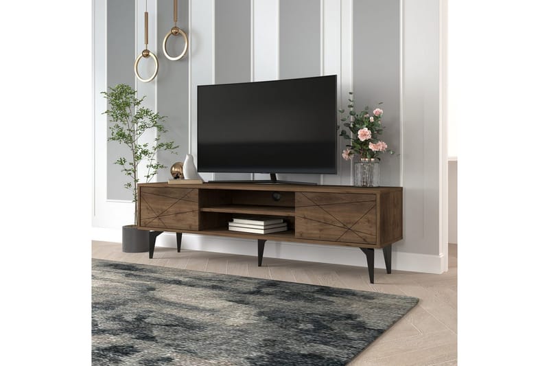 Sudama TV-benk 160 cm - Mørkfarget tre - Møbler - Mediamøbel & tv møbel - TV-benk & mediabenk