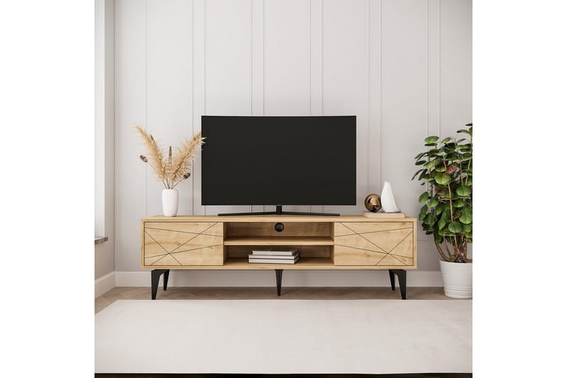 Sudama TV-benk 160 cm - Mellomfarget tre - Møbler - Mediamøbel & tv møbel - TV-benk & mediabenk