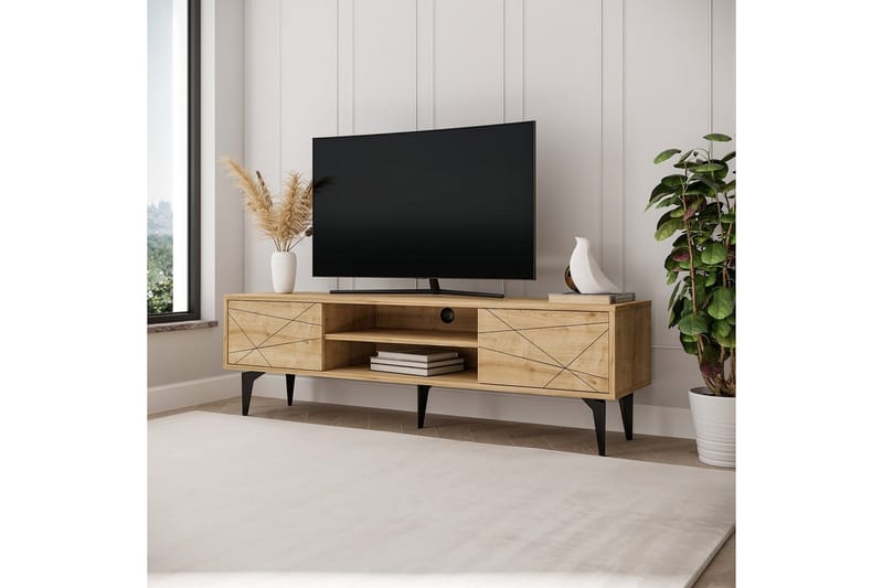 Sudama TV-benk 160 cm - Mellomfarget tre - Møbler - Mediamøbel & tv møbel - TV-benk & mediabenk