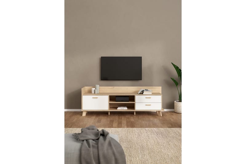 Sumita TV-benk 182 cm - Hvit/Natur - Møbler - Mediamøbel & tv møbel - TV-benk & mediabenk