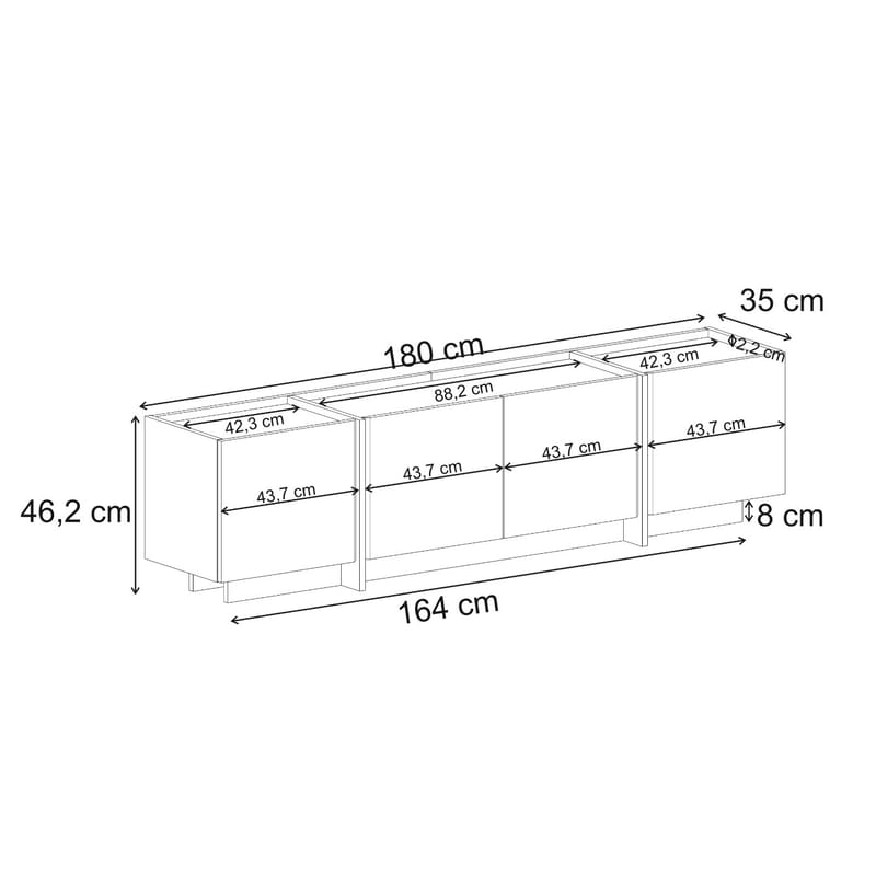 Sylvenn TV-benk 180 cm - Antrasitt/Svart - Møbler - Mediamøbel & tv møbel - TV-benk & mediabenk