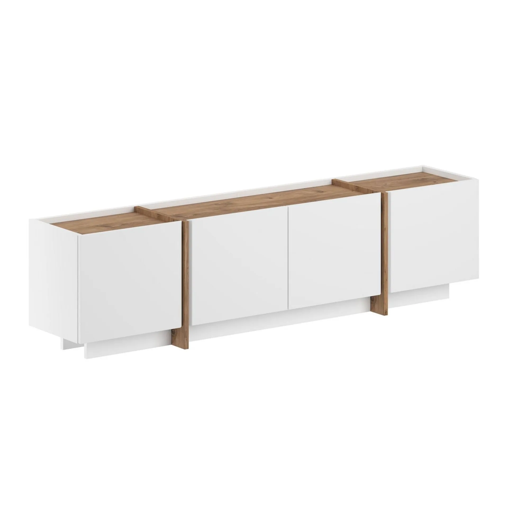 Sylvenn TV-benk 180 cm - Hvit og Atlantic Pine