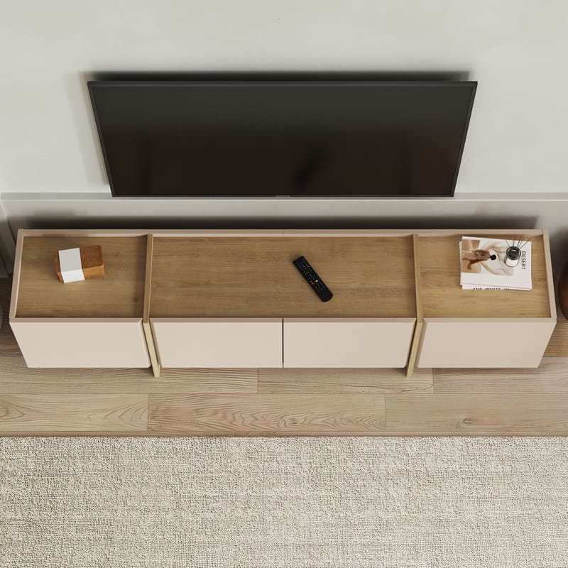 Sylvenn TV-benk 180 cm med Oppbevaring i Eik - Sandbeige - Møbler - Mediamøbel & tv møbel - TV-benk & mediabenk