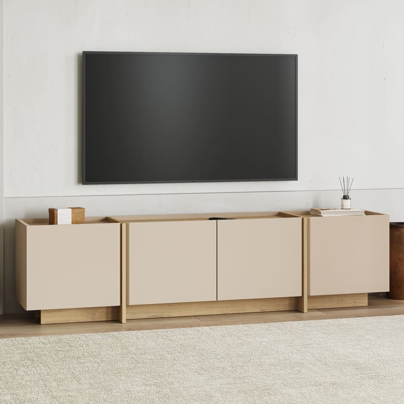 Sylvenn TV-benk 180 cm med Oppbevaring i Eik - Sandbeige - Møbler - Mediamøbel & tv møbel - TV-benk & mediabenk