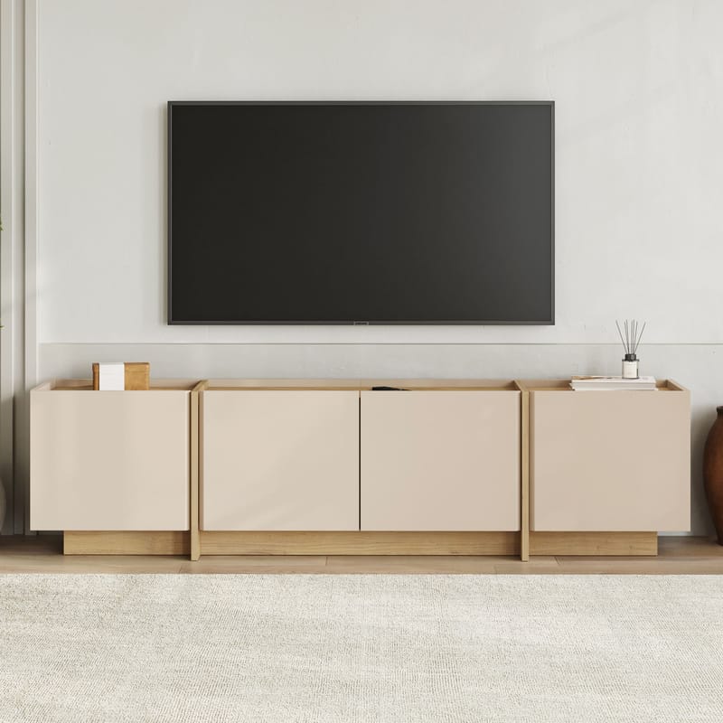 Sylvenn TV-benk 180 cm med Oppbevaring i Eik - Sandbeige - Møbler - Mediamøbel & tv møbel - TV-benk & mediabenk