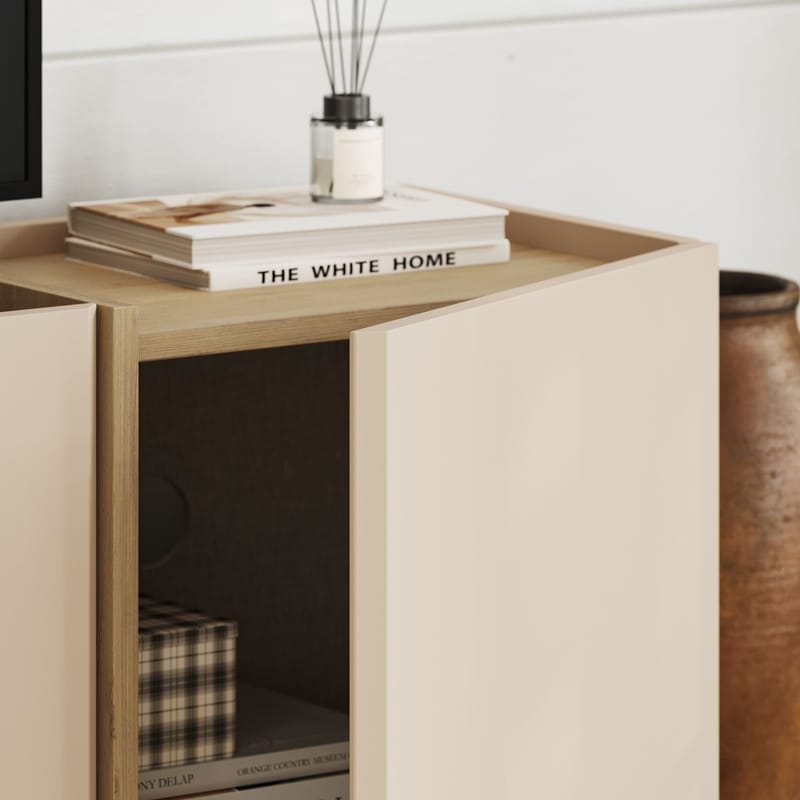 Sylvenn TV-benk 180 cm med Oppbevaring i Eik - Sandbeige - Møbler - Mediamøbel & tv møbel - TV-benk & mediabenk