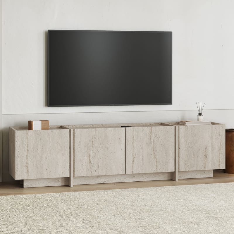 Sylvenn TV og Mediabenk 180 cm med Oppbevaring i Tre - Beige - Møbler - Mediamøbel & tv møbel - TV-benk & mediabenk