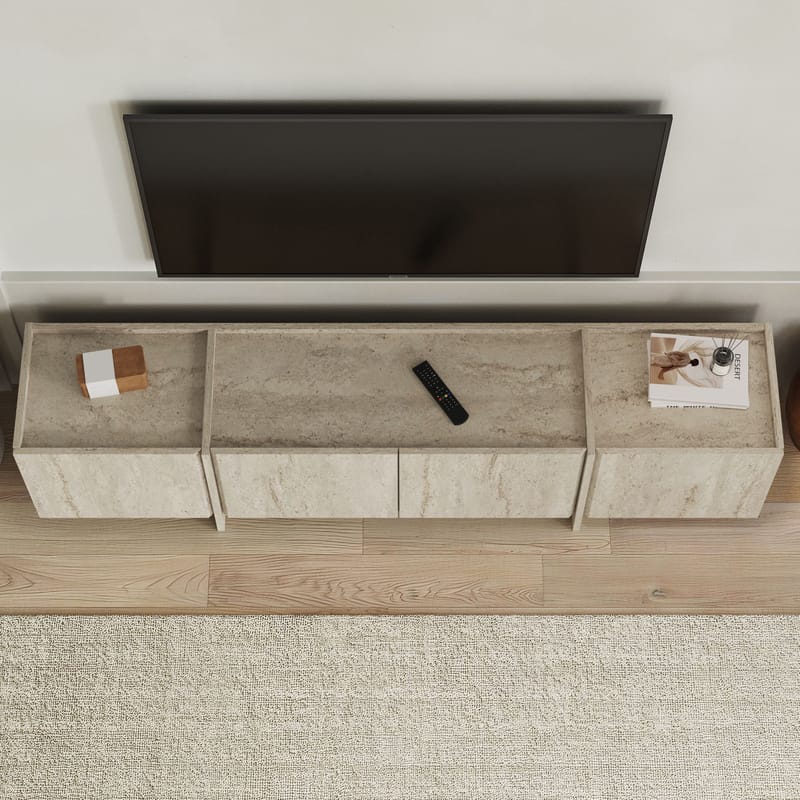 Sylvenn TV og Mediabenk 180 cm med Oppbevaring i Tre - Beige - Møbler - Mediamøbel & tv møbel - TV-benk & mediabenk