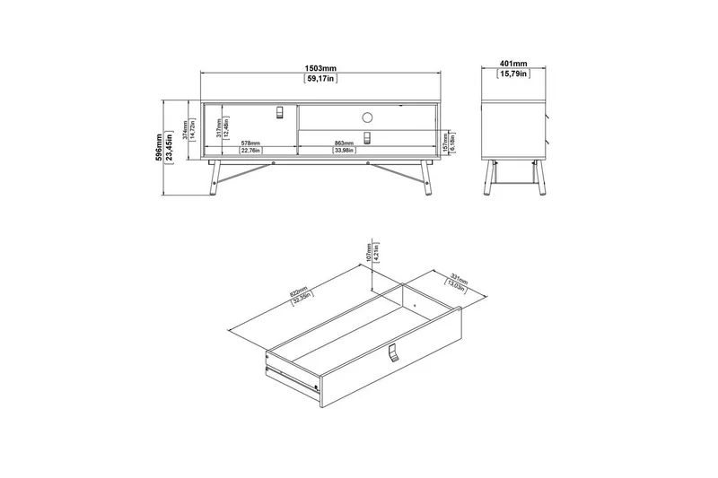 Tadami TV-benk 150 cm - Natur - Møbler - Mediamøbel & tv møbel - TV-benk & mediabenk