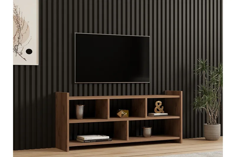 Taharoa Gulvstående TV-benk 120 cm med Oppbevaring i Mørkt Tre - Brun - Møbler - Mediamøbel & tv møbel - TV-benk & mediabenk