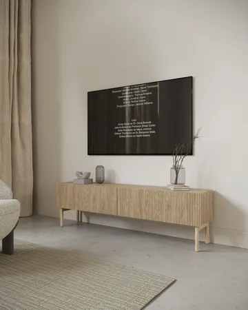 Takayo Gulvstående TV-benk 175 cm med Oppbevaring i Eik - Beige - Møbler - Mediamøbel & tv møbel - TV-benk & mediabenk