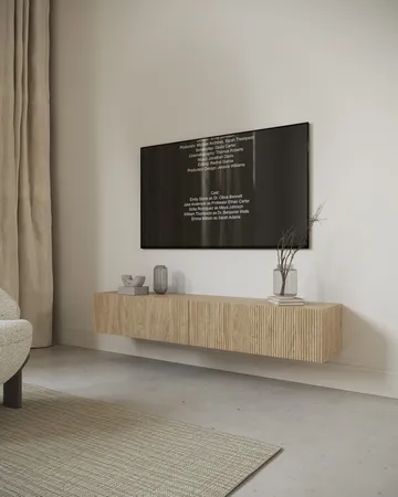 Takayo Vegghengt TV-benk 176 cm med Oppbevaring i Eik - Lysebrun - Møbler - Mediamøbel & tv møbel - TV-benk & mediabenk