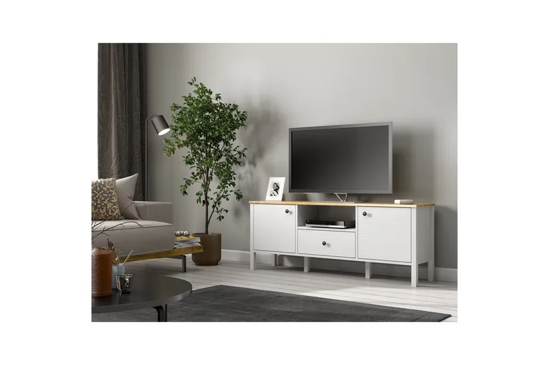 Talan TV-benk 150 cm - Natur/Hvit - Møbler - Mediamøbel & tv møbel - TV-benk & mediabenk