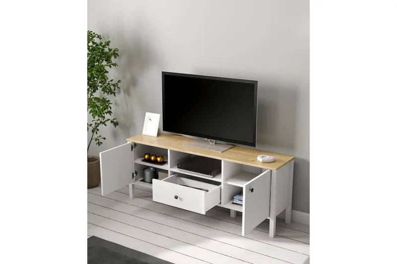 Talan TV-benk 150 cm - Natur/Hvit - Møbler - Mediamøbel & tv møbel - TV-benk & mediabenk