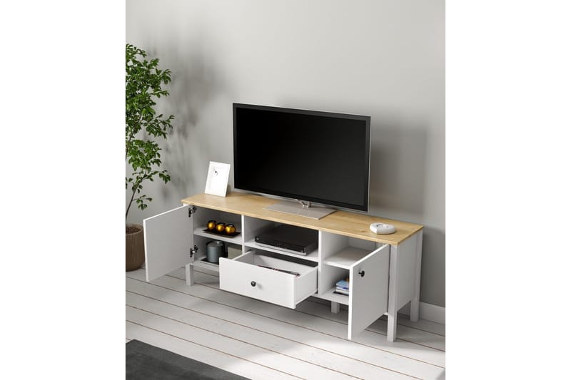 Talan TV-benk 150 cm - Natur/Hvit - Møbler - Mediamøbel & tv møbel - TV-benk & mediabenk