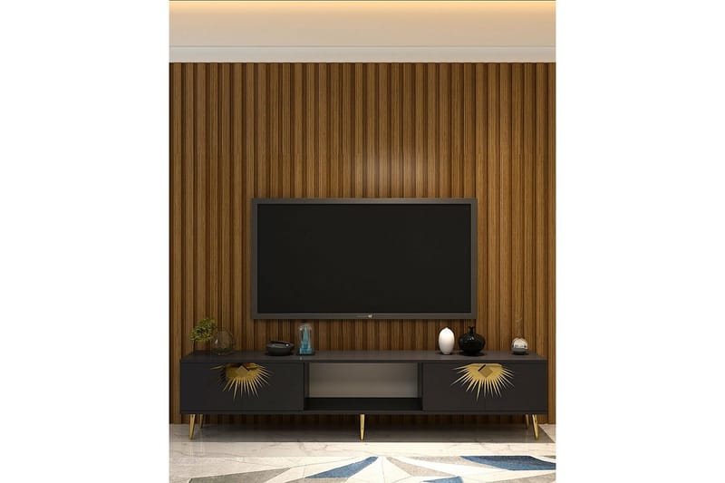 Tari TV-benk 150 cm - Antrasitt/Gull - Møbler - Mediamøbel & tv møbel - TV-benk & mediabenk