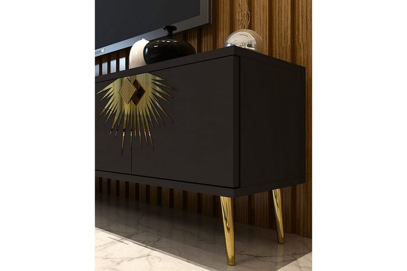 Tari TV-benk 150 cm - Antrasitt/Gull - Møbler - Mediamøbel & tv møbel - TV-benk & mediabenk