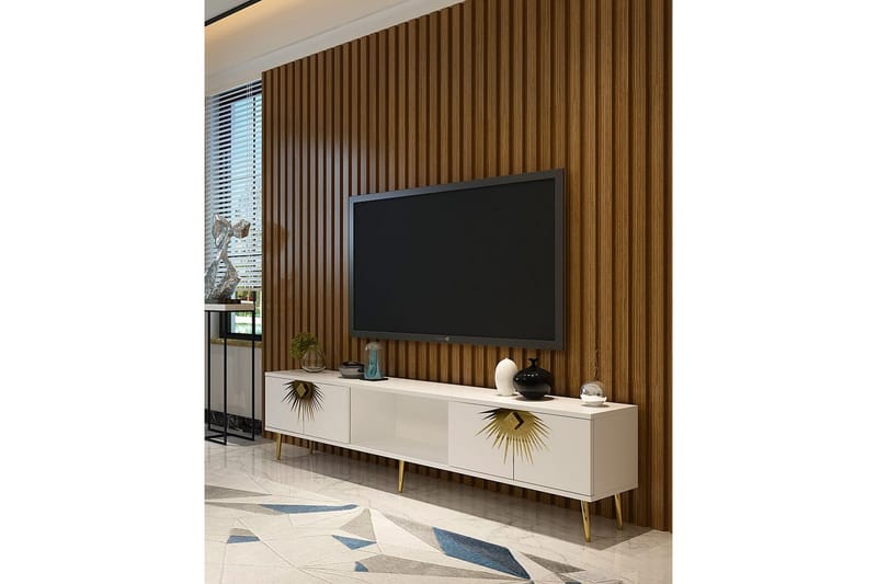 Tari TV-benk 150 cm - Hvit/Gull - Møbler - Mediamøbel & tv møbel - TV-benk & mediabenk