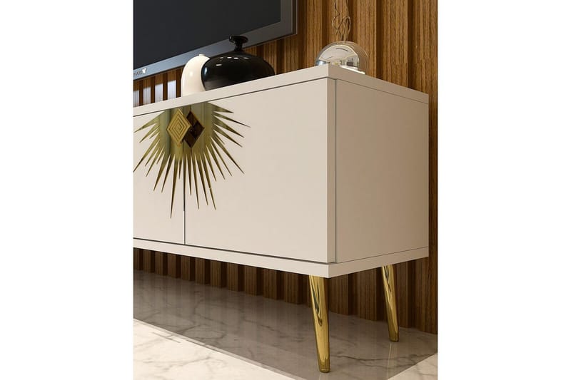 Tari TV-benk 150 cm - Hvit/Gull - Møbler - Mediamøbel & tv møbel - TV-benk & mediabenk