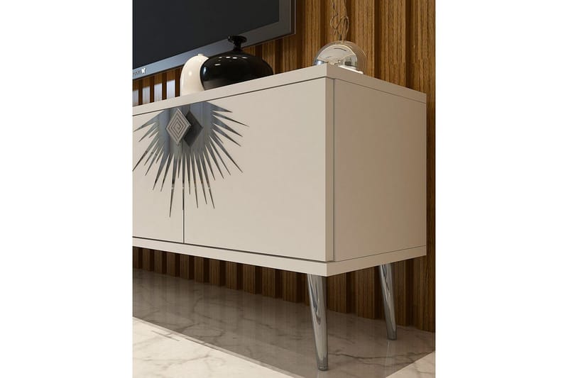 Tari TV-benk 150 cm - Hvit/Sølv - Møbler - Mediamøbel & tv møbel - TV-benk & mediabenk