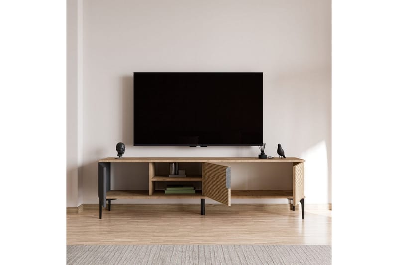 Tarz TV-benk 180 cm - Mellomfarget tre/Antrasitt - Møbler - Mediamøbel & tv møbel - TV-benk & mediabenk