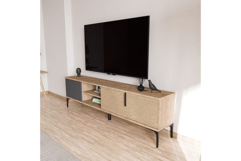 Tarz TV-benk 180 cm - Mellomfarget tre/Antrasitt - Møbler - Mediamøbel & tv møbel - TV-benk & mediabenk