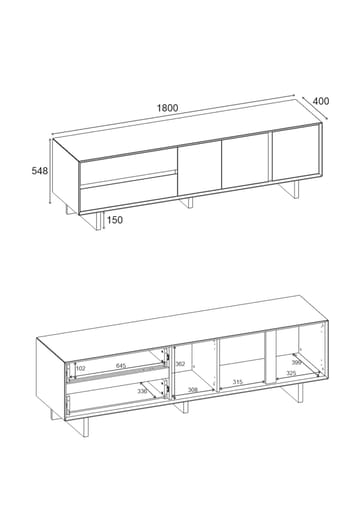 Tavon TV-benk 180x55x45 cm - Naturlig eik - Møbler - Mediamøbel & tv møbel - TV-benk & mediabenk